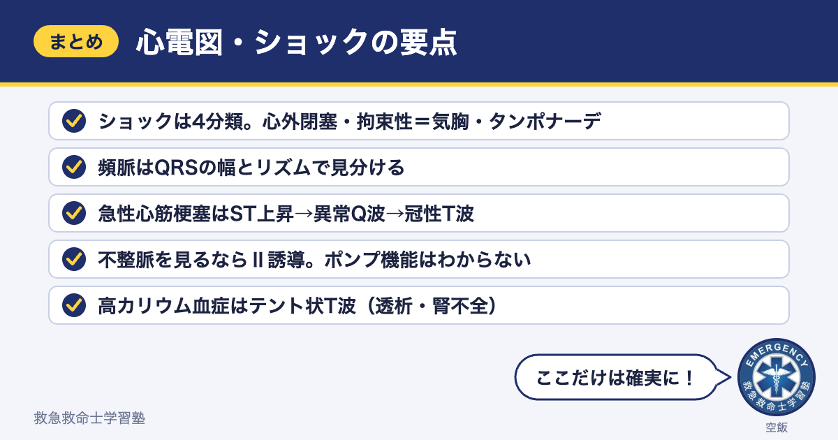 心電図・ショックの要点まとめ（5つのポイント）